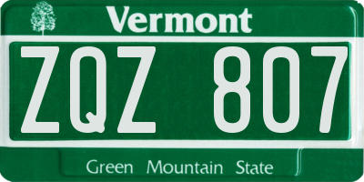 VT license plate ZQZ807