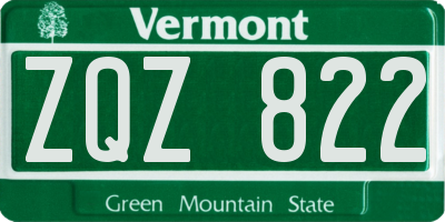 VT license plate ZQZ822