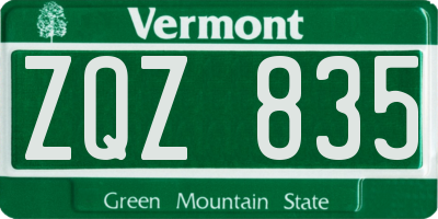 VT license plate ZQZ835