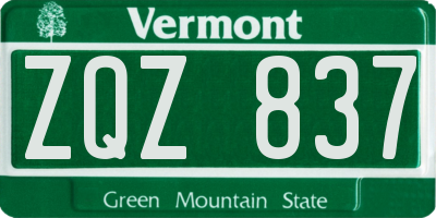 VT license plate ZQZ837