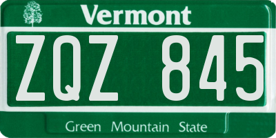 VT license plate ZQZ845