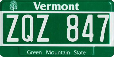 VT license plate ZQZ847