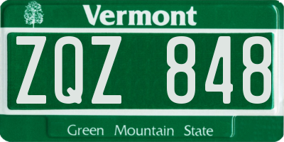VT license plate ZQZ848