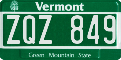 VT license plate ZQZ849