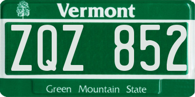 VT license plate ZQZ852