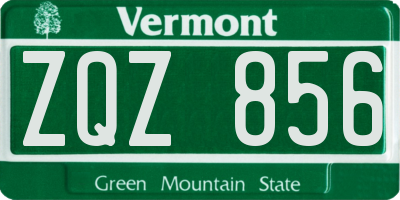 VT license plate ZQZ856