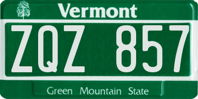 VT license plate ZQZ857