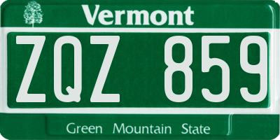 VT license plate ZQZ859