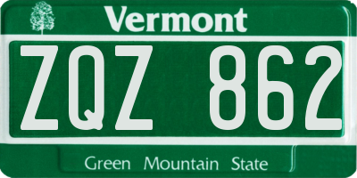 VT license plate ZQZ862
