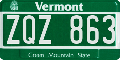 VT license plate ZQZ863