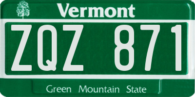 VT license plate ZQZ871