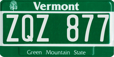 VT license plate ZQZ877