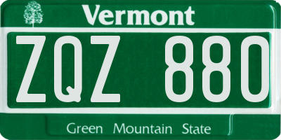 VT license plate ZQZ880