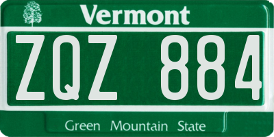 VT license plate ZQZ884