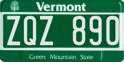 VT license plate ZQZ890
