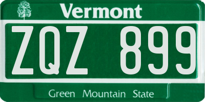 VT license plate ZQZ899
