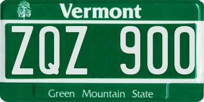 VT license plate ZQZ900