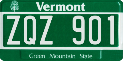 VT license plate ZQZ901