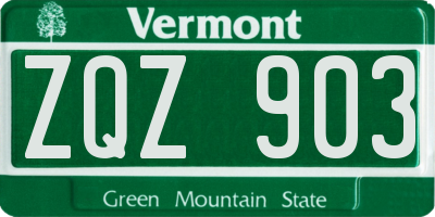 VT license plate ZQZ903