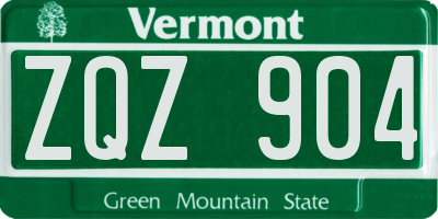 VT license plate ZQZ904