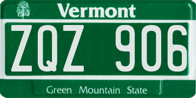 VT license plate ZQZ906