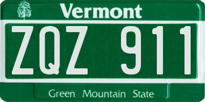 VT license plate ZQZ911