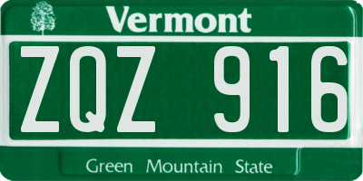 VT license plate ZQZ916