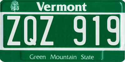 VT license plate ZQZ919