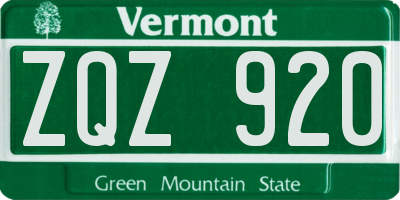 VT license plate ZQZ920