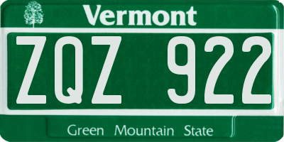 VT license plate ZQZ922