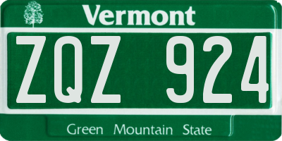 VT license plate ZQZ924