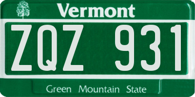 VT license plate ZQZ931