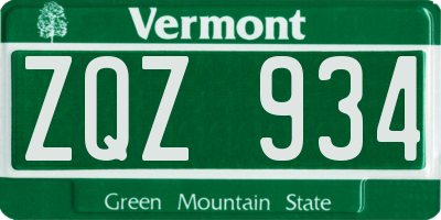VT license plate ZQZ934