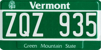 VT license plate ZQZ935