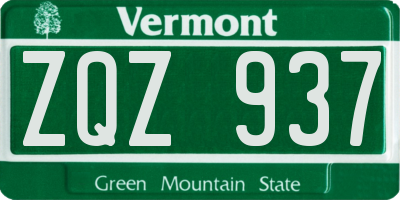 VT license plate ZQZ937