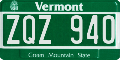 VT license plate ZQZ940