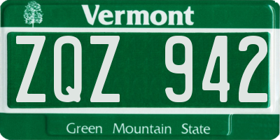 VT license plate ZQZ942