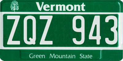 VT license plate ZQZ943