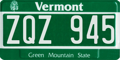 VT license plate ZQZ945