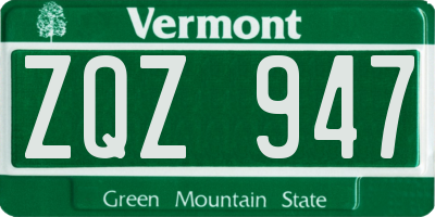 VT license plate ZQZ947