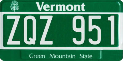 VT license plate ZQZ951