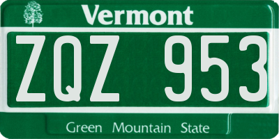 VT license plate ZQZ953