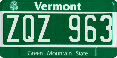 VT license plate ZQZ963
