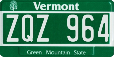 VT license plate ZQZ964