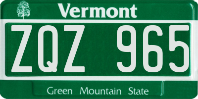VT license plate ZQZ965