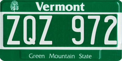 VT license plate ZQZ972