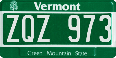 VT license plate ZQZ973