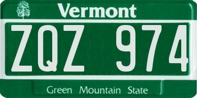 VT license plate ZQZ974
