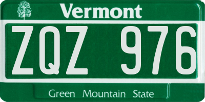 VT license plate ZQZ976