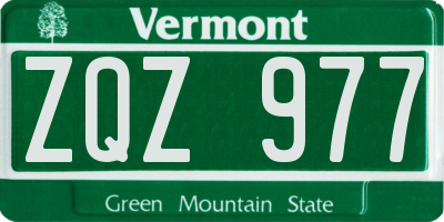 VT license plate ZQZ977